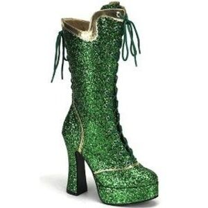 Green Sequins and Gold Sexy St Patty's Day Party Boots 5" Heel